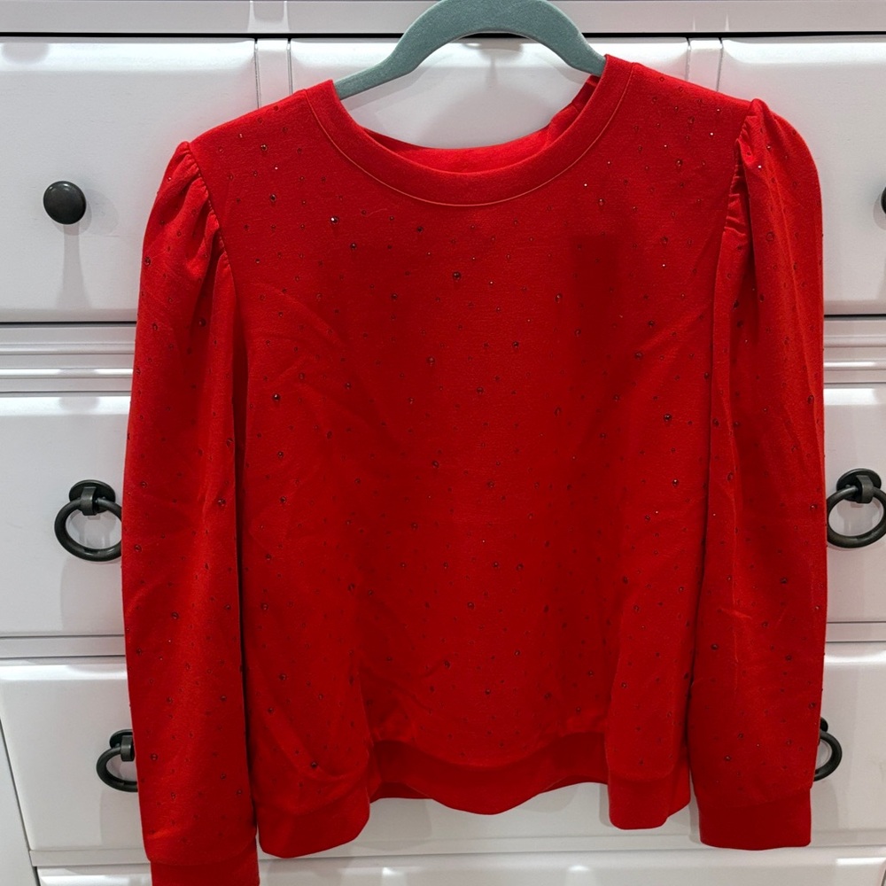 Elegant Rhinestone Red Women's Top NWT